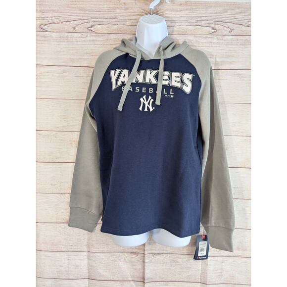 NWT! Fanatics Genuine Merch NEW YORK YANKEES Hoodie Blue/Gray Women's M - Picture 1 of 10